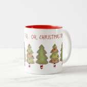 Whimsical-kerstbomen met snoeprietbomen tweekleurige koffiemok (Voorkant rechts)