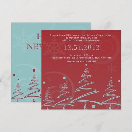 Whimsical kerstbomen - nieuwjaarsfeest kaart (Voorkant / Achterkant)