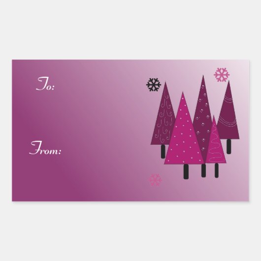 Whimsical-kerstbomen Rechthoekige Sticker (Voorkant)
