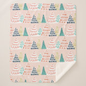 Whimsical-kerstbomen Sherpa Deken (Voorkant)