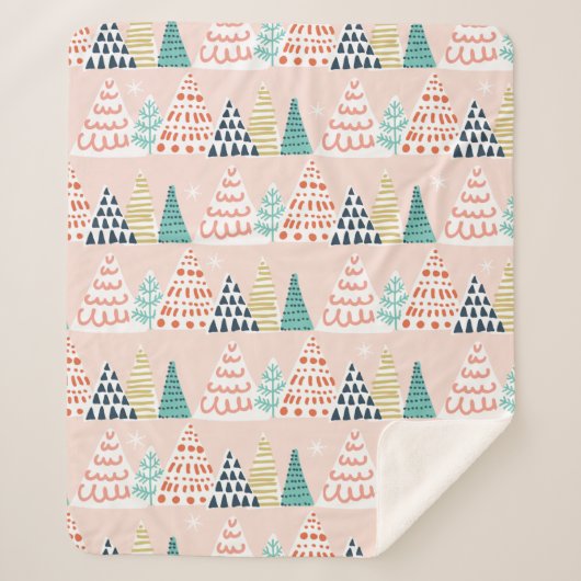 Whimsical-kerstbomen Sherpa Deken (Voorkant)