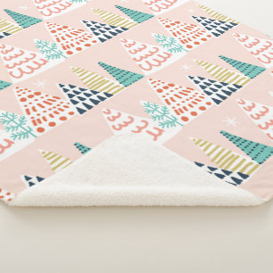 Whimsical-kerstbomen Sherpa Deken