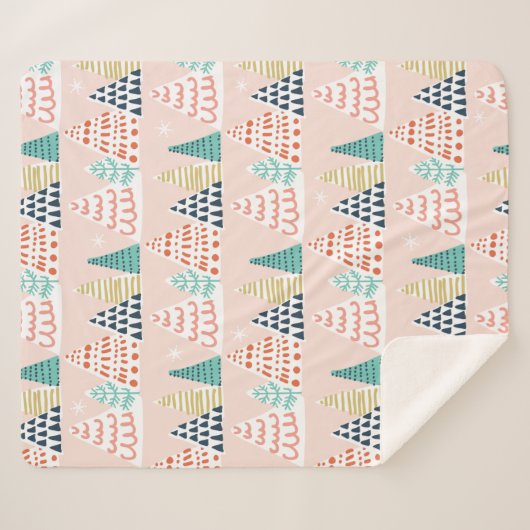 Whimsical-kerstbomen Sherpa Deken (Voorkant (horizontaal))