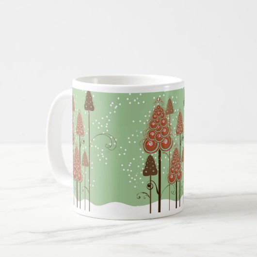 Whimsical Kerstbomen Sneeuw Winter Wonderland Koffiemok (Voorkant links)