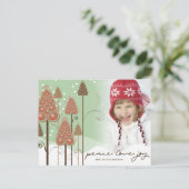 Whimsical Kerstbomen Winter Wonderland Foto Feestdagenkaart (Staand voorkant)