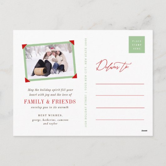 Whimsical Kerstbomen Winter Wonderland Foto Feestdagenkaart (Achterkant)