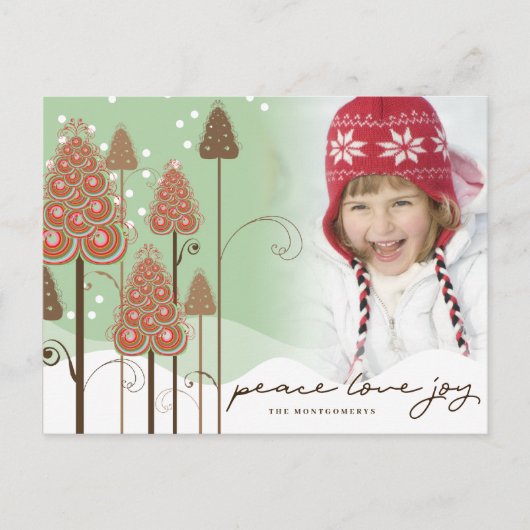 Whimsical Kerstbomen Winter Wonderland Foto Feestdagenkaart (Voorkant)