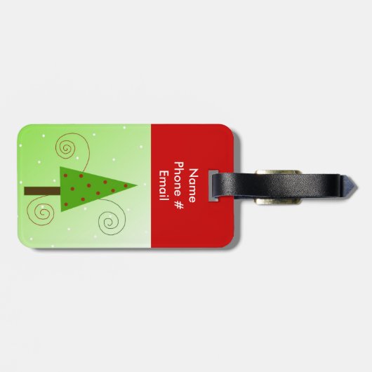Whimsical-kerstboom Bagagelabel (Achterkant horizontaal)