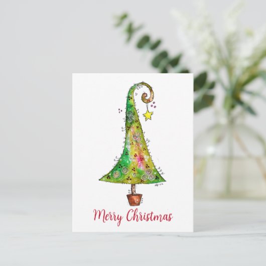 Whimsical-kerstboom Briefkaart (Staand voorkant)