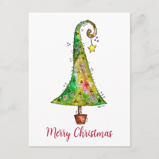 Whimsical-kerstboom Briefkaart (Voorkant)