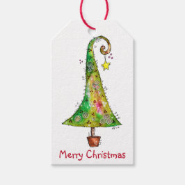 Whimsical-kerstboom Cadeaulabel