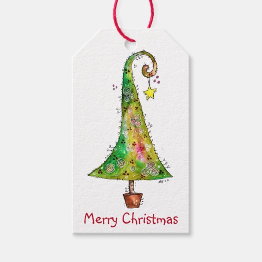 Whimsical-kerstboom Cadeaulabel (Voorkant)