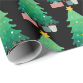 Whimsical-kerstboom en cadeautjes voor kerstmis cadeaupapier (Rol Hoek)