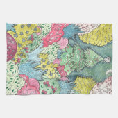 Whimsical-kerstboom en duve-schildering theedoek (Horizontaal)