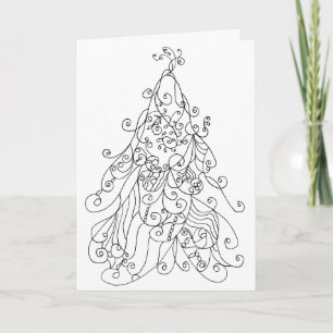Whimsical-kerstboom Feestdagen Kaart