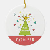 Whimsical Kerstboom Gepersonaliseerde Naam Vakanti Keramisch Ornament (Voorkant)