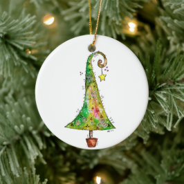 Whimsical-kerstboom Keramisch Ornament