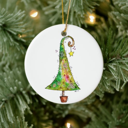Whimsical-kerstboom Keramisch Ornament (Boom)