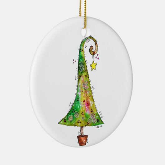 Whimsical-kerstboom Keramisch Ornament (Rechts)