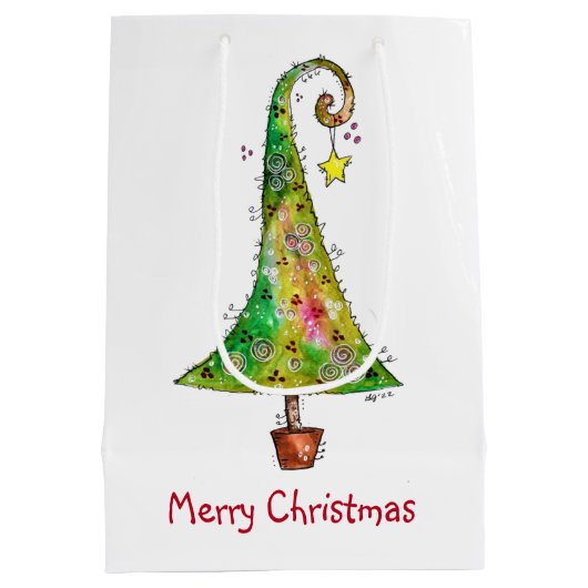 Whimsical-kerstboom Medium Cadeauzakje (Achterkant)