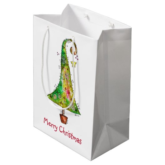 Whimsical-kerstboom Medium Cadeauzakje (Achterkant Gekanteld)