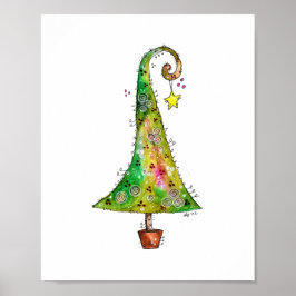 Whimsical-kerstboom Poster