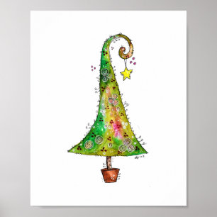 Whimsical-kerstboom Poster