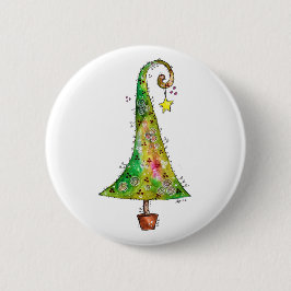 Whimsical-kerstboom Ronde Button 5,7 Cm