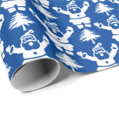 Whimsical kerstboom Santa Claus Navyblue Cadeaupapier (Rol Hoek)