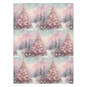 Whimsical Kerstboom Seizoensgebonden Roze Wit Tafelkleed (Voorkant)