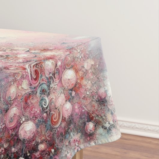 Whimsical Kerstboom Seizoensgebonden Roze Wit Tafelkleed (Voorbeeld)