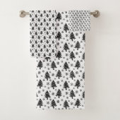Whimsical-kerstboom Snowflake Black White Bad Handdoek (Insitu)