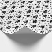 Whimsical-kerstboom Snowflake Black White Cadeaupapier (Hoek)