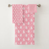 Whimsical-kerstboom Snowflake Pink White Bad Handdoek (Insitu)
