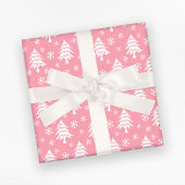 Whimsical-kerstboom Snowflake Pink White Cadeaupapier