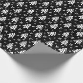 Whimsical-kerstboom Snowflake White Black Cadeaupapier (Hoek)