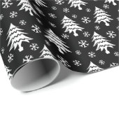 Whimsical-kerstboom Snowflake White Black Cadeaupapier (Rol Hoek)