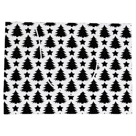 Whimsical-kerstboom Star Black White Groot Cadeauzakje (Achterkant)