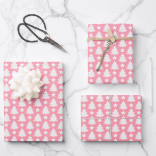 Whimsical-kerstboom Star Pink White Inpakpapier Vel