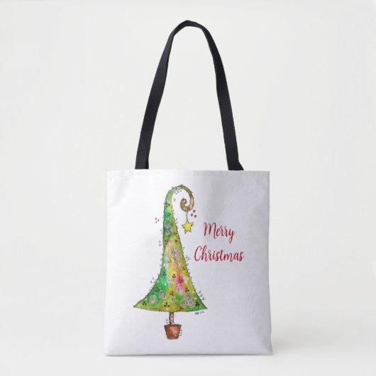 Whimsical-kerstboom Tote Bag (Voorkant)