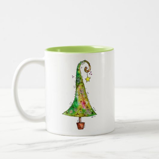 Whimsical-kerstboom Tweekleurige Koffiemok (Links)