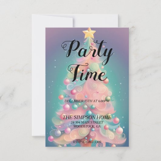 Whimsical Kerstboom Vakantie Party Uitnodiging (Voorkant)
