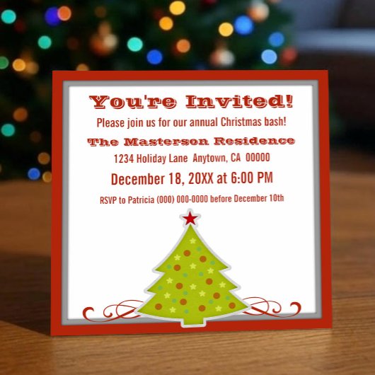 Whimsical-kerstboomfeest Uitnodigen Kaart
