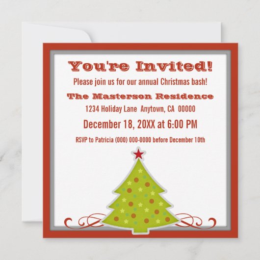 Whimsical-kerstboomfeest Uitnodigen Kaart (Voorkant)