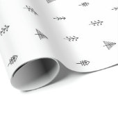 Whimsical-kerstboompatroon - zwart-wit cadeaupapier (Rol Hoek)
