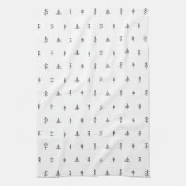 Whimsical-kerstboompatroon - zwart-wit theedoek