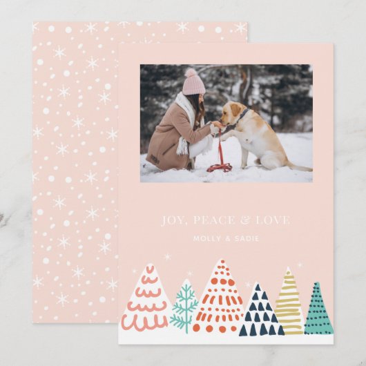 Whimsical-kerstboomplatte vakantiekaart feestdagenkaart (Voorkant / Achterkant)