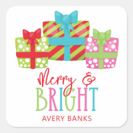 Whimsical Kerstcadeau Vierkante Sticker