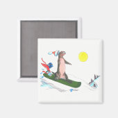 Whimsical Kerstcute Otter Snowboarder Magneet (Voorkant / Achterkant)