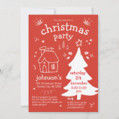 Whimsical kerstfeest met boom en huisje in kaart (Voorkant)